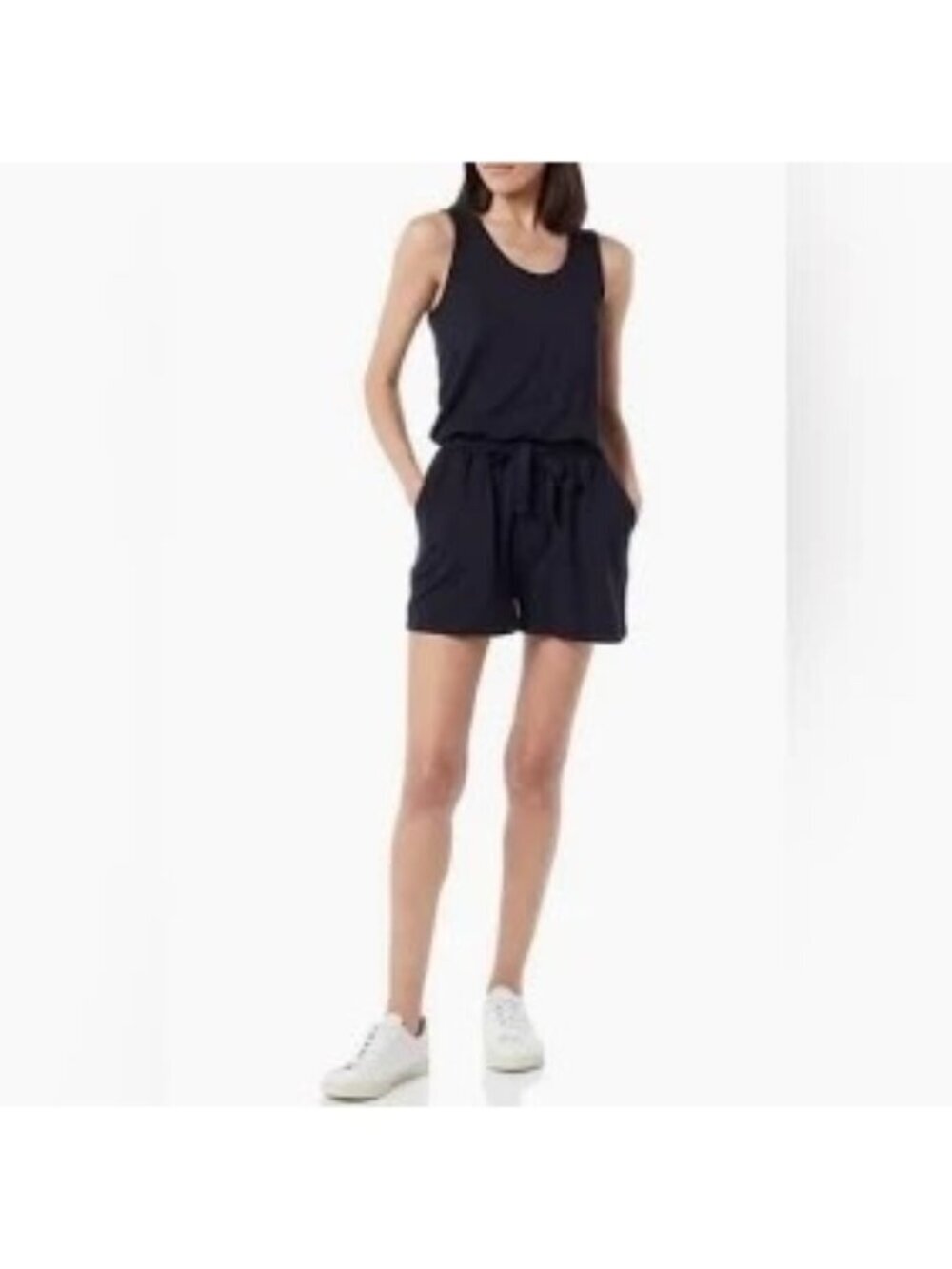 Daily Ritual Women's Sleeveless Romper Black Striped Size S